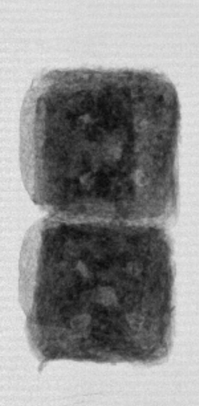 X-ray of a package with a clear seal region and no product in the seal.