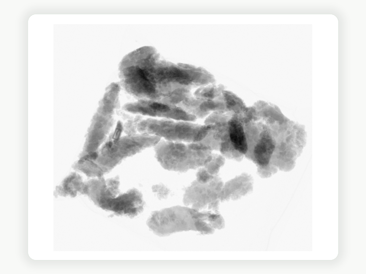 X-ray image of packaged chicken with a small bone marked for review.